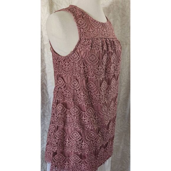 F13 Speechless beautiful mauve-pink long lacy blouse, NWT - Picture 1 of 10